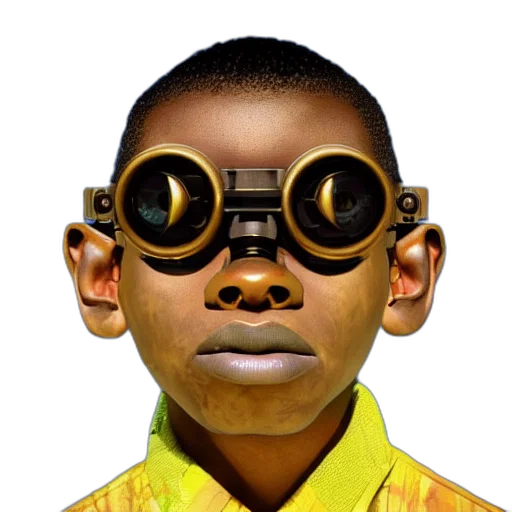 mask, face, robot, staff, 3d render, photorealistic, concept art, comic book art transparent PNG cut-out