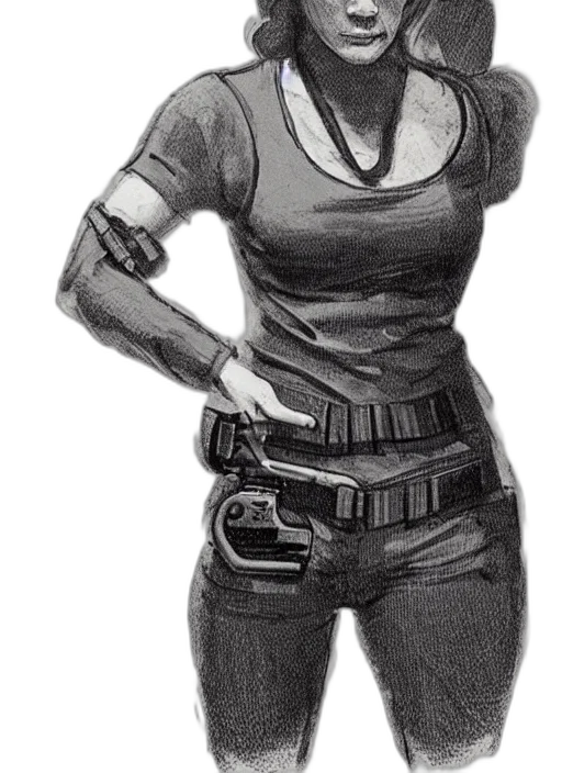weapon, staff, jacket, comic book art, concept art, pencil sketch, cyberpunk, monochrome transparent PNG cut-out