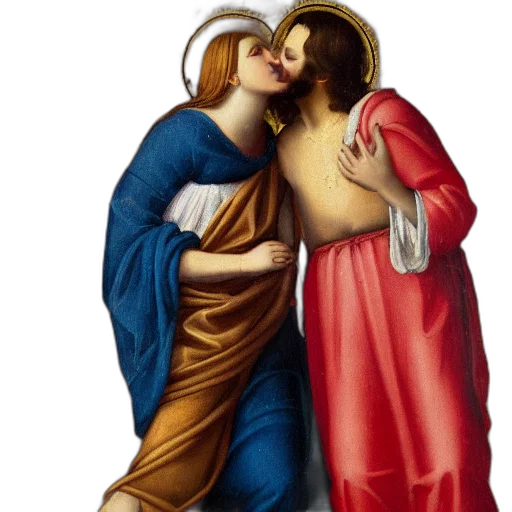oil, panting, jesus, kissing transparent PNG cut-out