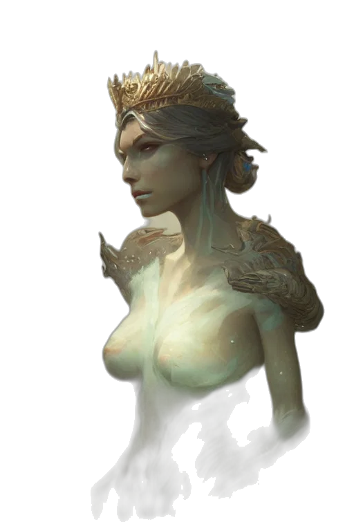 crown, jewelry, staff, face, concept art, fantasy art, photorealistic, 3d render transparent PNG cut-out
