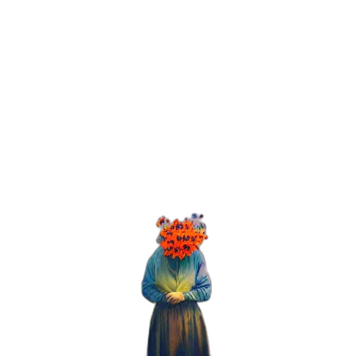 dress, mask, creature, flower transparent PNG cut-out