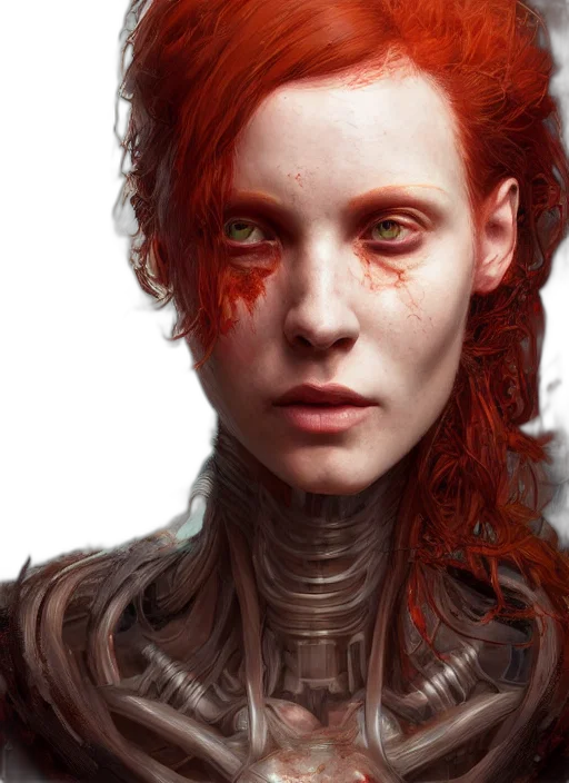 face, robot, concept art, fantasy art, photorealistic, cyberpunk, red, biopunk transparent PNG cut-out
