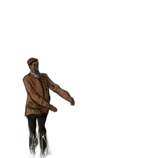 jacket, staff, umbrella, creature, concept art, pixel art, 3d render, comic book art transparent PNG cut-out