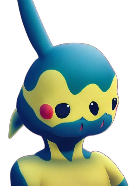 creature, staff, animal, mask, 3d render, concept art, blue, colourful transparent PNG cut-out