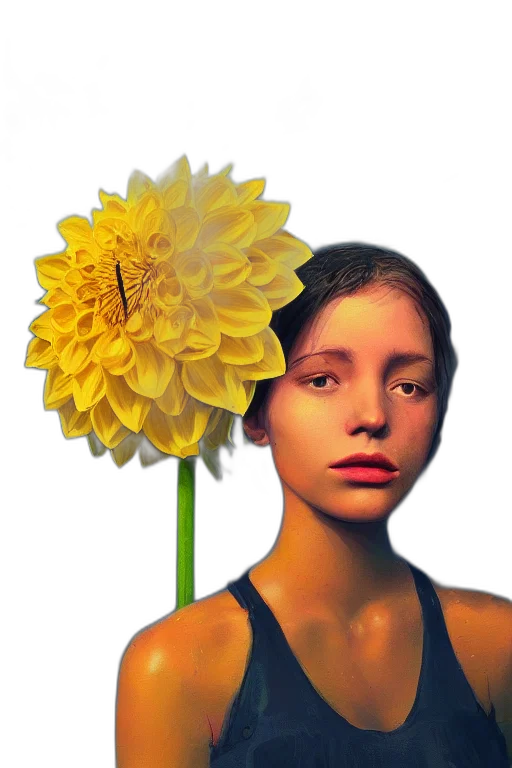 flower, face, crown, mask, photorealistic, oil painting, pixel art, fantasy art transparent PNG cut-out