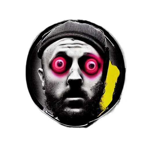 mask, face, comic book art, cartoon, concept art, photorealistic, mac, miller transparent PNG cut-out