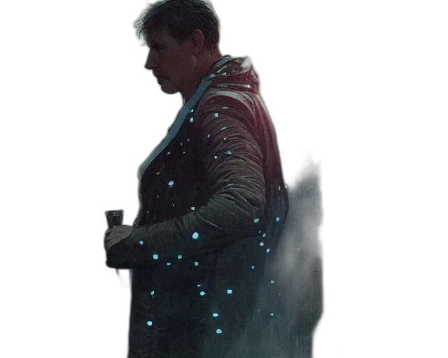 jacket, staff, robot, cyberpunk transparent PNG cut-out