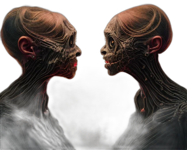 mask, face, hair, creature, concept art, fantasy art, photorealistic, comic book art transparent PNG cut-out