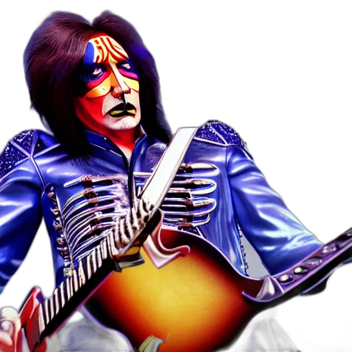 jacket, photorealistic, concept art, 3d render, watercolor, ace, frehley, full transparent PNG cut-out