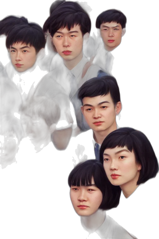 face, staff, photorealistic, oil painting transparent PNG cut-out