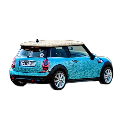 car, 3d render, photorealistic, photo, miniature, mini, cooper, sandy transparent PNG cut-out
