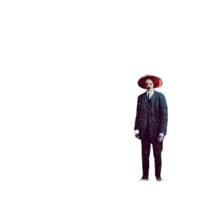 hat, jacket, mask, staff transparent PNG cut-out