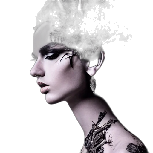 hair, crown, mask, face, photorealistic, fantasy art, concept art, cyberpunk transparent PNG cut-out