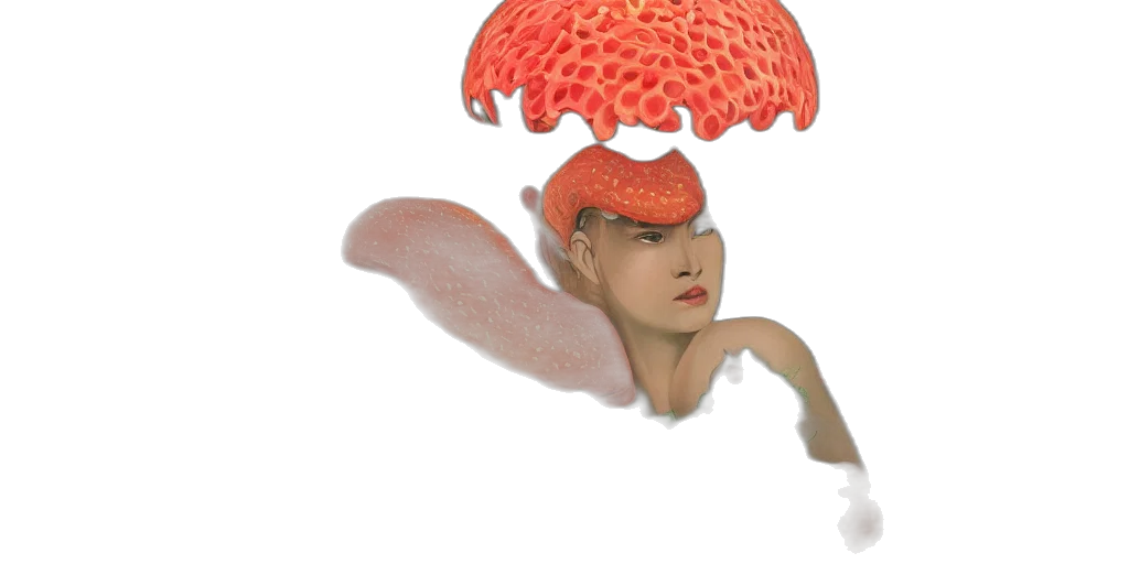 hat, creature, crown, umbrella, 3d render, concept art, photorealistic, fantasy art transparent PNG cut-out