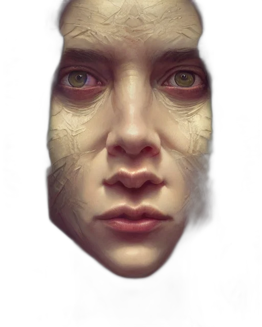 face, mask, robot, creature, photorealistic, concept art, fantasy art, 3d render transparent PNG cut-out