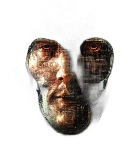 mask, face, robot, creature, concept art, 3d render, cyberpunk, photorealistic transparent PNG cut-out