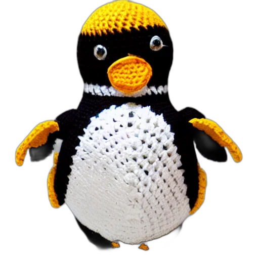 animal, creature, 3d render, crocheted, penguin, doll transparent PNG cut-out