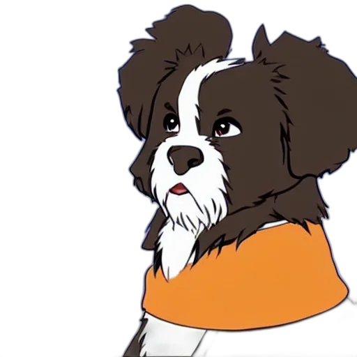 animal, staff, cartoon, anime, concept art, bernedoodle, avatar, last transparent PNG cut-out