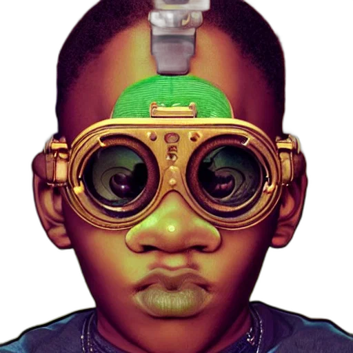 face, mask, robot, concept art, 3d render, photorealistic, cyberpunk, green transparent PNG cut-out