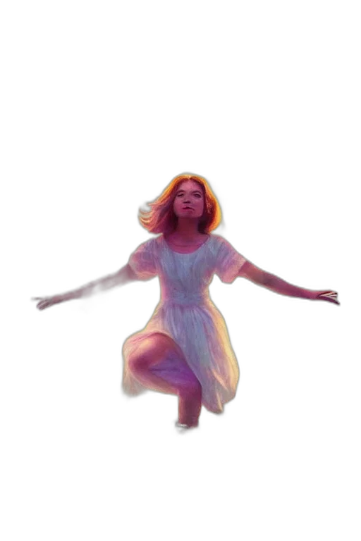 dress, creature, hair, concept art, pixel art, vaporwave, fantasy art, outer space transparent PNG cut-out