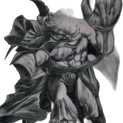 dragon, creature, mask, staff, concept art, fantasy art, pencil sketch, comic book art transparent PNG cut-out