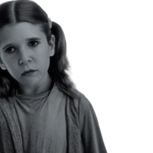 face, photorealistic, film, still, carrie, fisher, kid, new transparent PNG cut-out