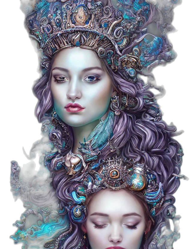 crown, jewelry, face, mask, fantasy art, photorealistic, concept art, oil painting transparent PNG cut-out