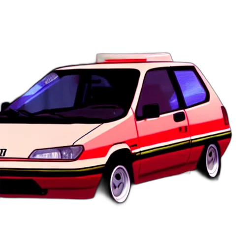 car, 3d render, photorealistic, vaporwave transparent PNG cut-out