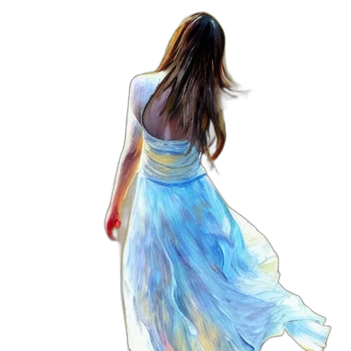 dress, jewelry, staff, watercolor, oil painting, photorealistic, concept art, blue transparent PNG cut-out