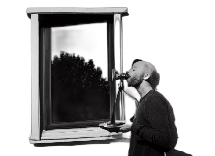 furniture, face, photorealistic, rain, camera, obscura, photo, man transparent PNG cut-out
