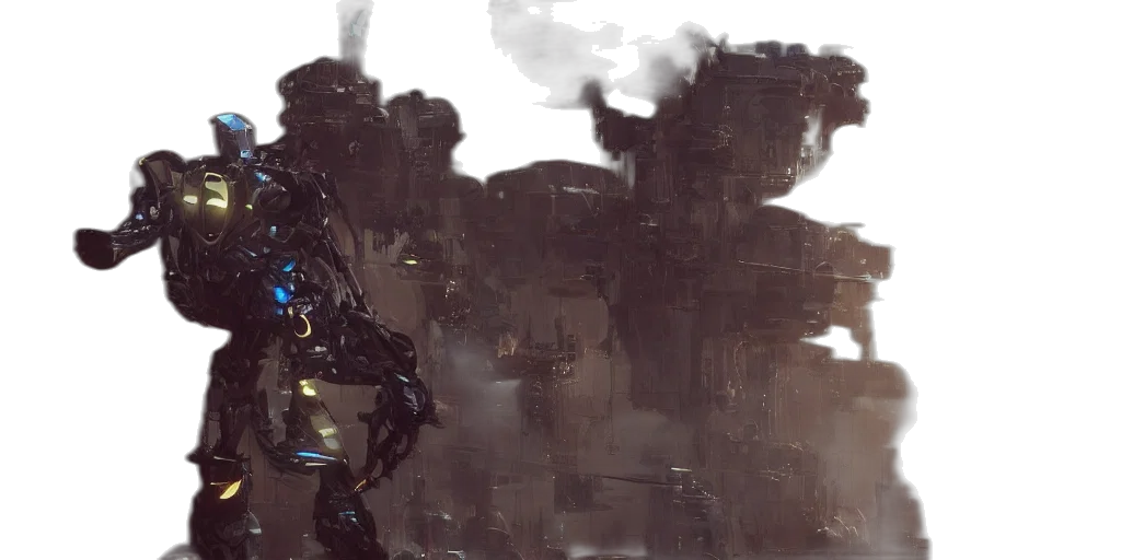 robot, weapon, concept art, cyberpunk transparent PNG cut-out