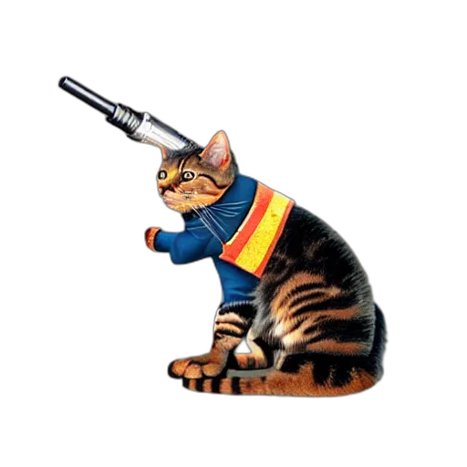 staff, weapon, animal, jacket, pixel art, concept art, military, cat transparent PNG cut-out