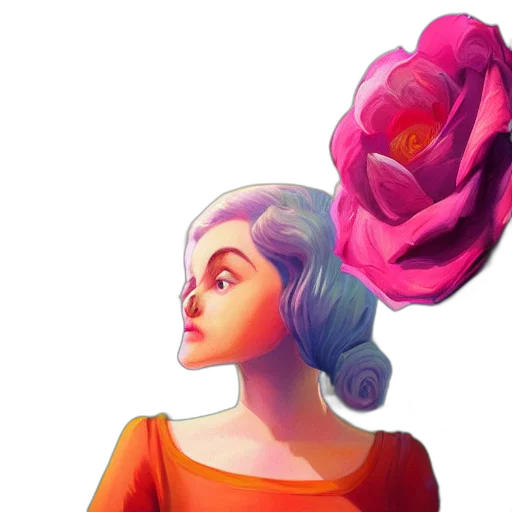 flower, crown, face, dress, concept art, fantasy art, pixel art, oil painting transparent PNG cut-out