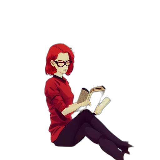 staff, comic book art, pixel art, cartoon, concept art, red, woman, hair transparent PNG cut-out