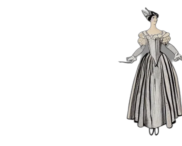 dress, concept art, 3d render, monochrome, clothing, design, sheet, century transparent PNG cut-out