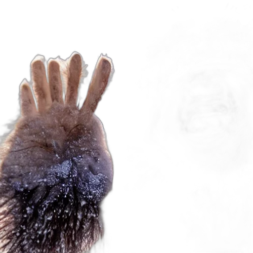 hair, animal, creature, mask, photorealistic, snow, realistic, photo transparent PNG cut-out