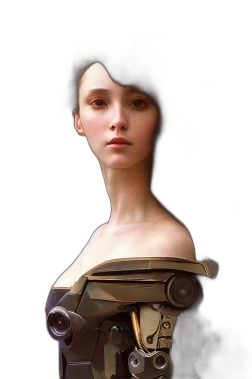 robot, dress, face, mask, concept art, 3d render, photorealistic, fantasy art transparent PNG cut-out