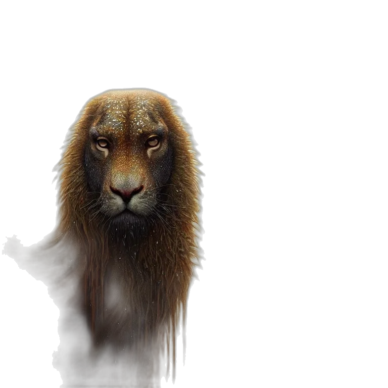 animal, creature, staff, hair, fantasy art, concept art, photorealistic, 3d render transparent PNG cut-out