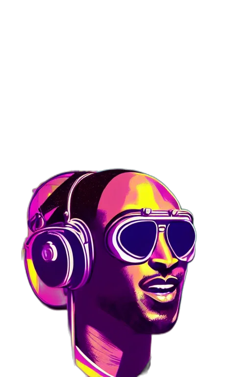 face, mask, jacket, vaporwave transparent PNG cut-out