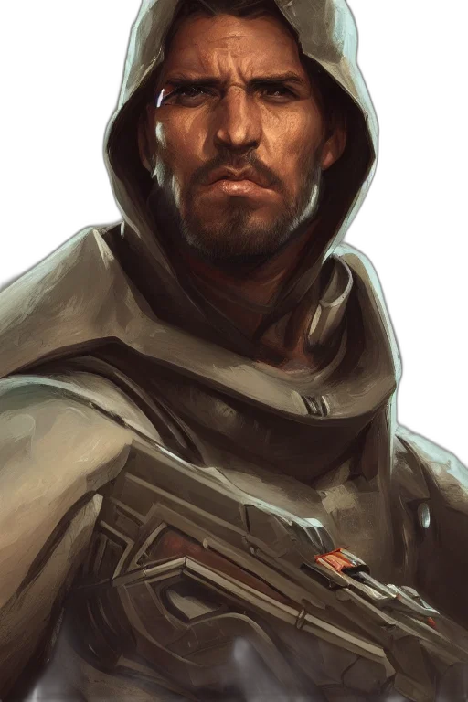 face, jacket, weapon, staff transparent PNG cut-out