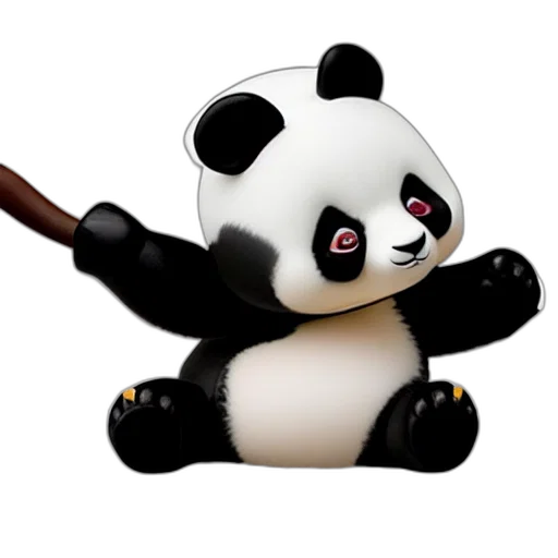 staff, animal, 3d render, concept art, photorealistic, pixel art, panda, nendoroid transparent PNG cut-out