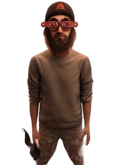 mask, jacket, staff, creature transparent PNG cut-out