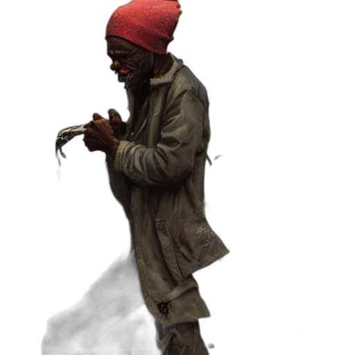 jacket, staff, weapon, hat transparent PNG cut-out