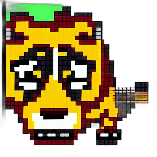 robot, mask, staff, face, pixel art, cartoon, concept art, cyberpunk transparent PNG cut-out