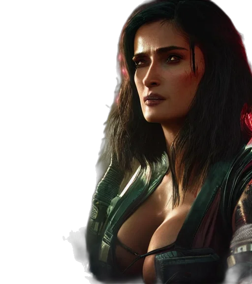 concept art, comic book art, fantasy art, cyberpunk, charismatic, rugged, female, battle transparent PNG cut-out