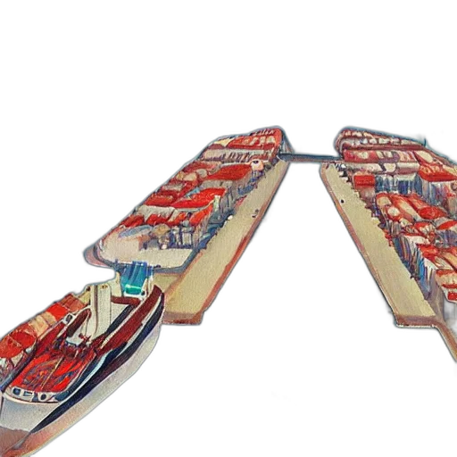 3d render, concept art, port, sea transparent PNG cut-out