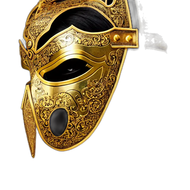mask, jewelry, crown, weapon, 3d render, concept art, fantasy art, photorealistic transparent PNG cut-out