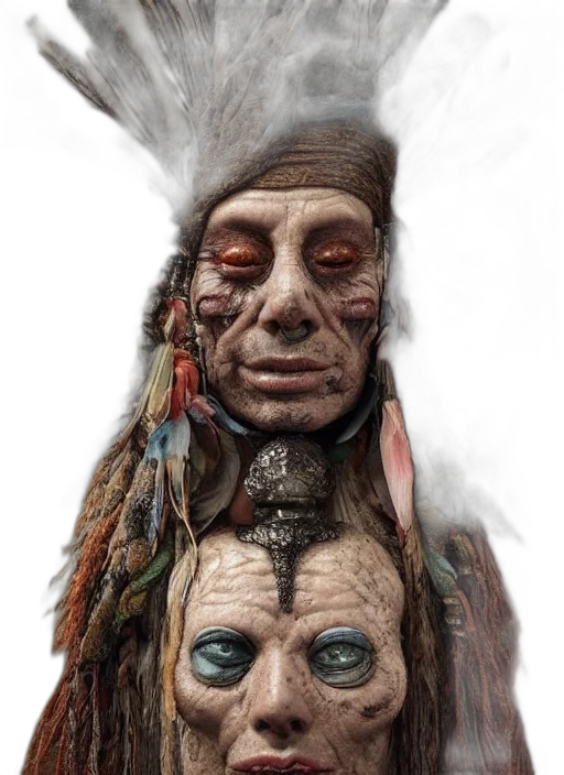 face, mask, creature, staff transparent PNG cut-out