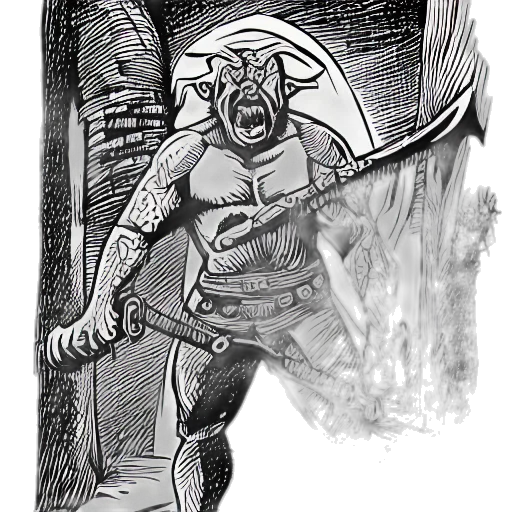 sword, creature, comic book art, pencil sketch, fantasy art, concept art, illustration, orc transparent PNG cut-out
