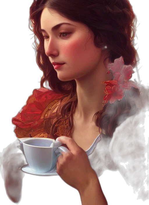 face, dress, photorealistic, oil painting, fantasy art, watercolor, fog, fire transparent PNG cut-out